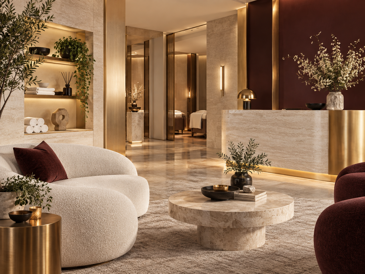 Upgraded spa reception and client waiting area
